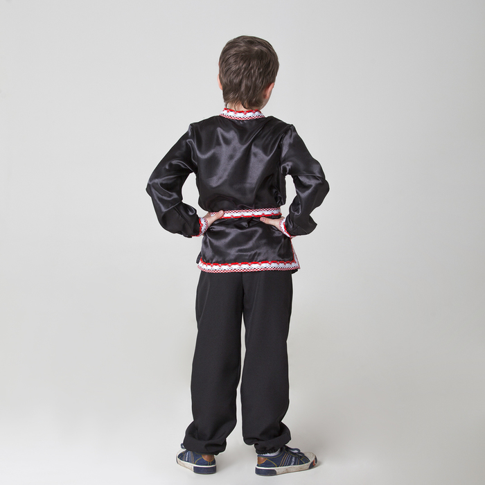 Карнавальная русская рубаха "Хохлома: ягоды", атлас, цвет чёрный, р-р 36, рост 146 см