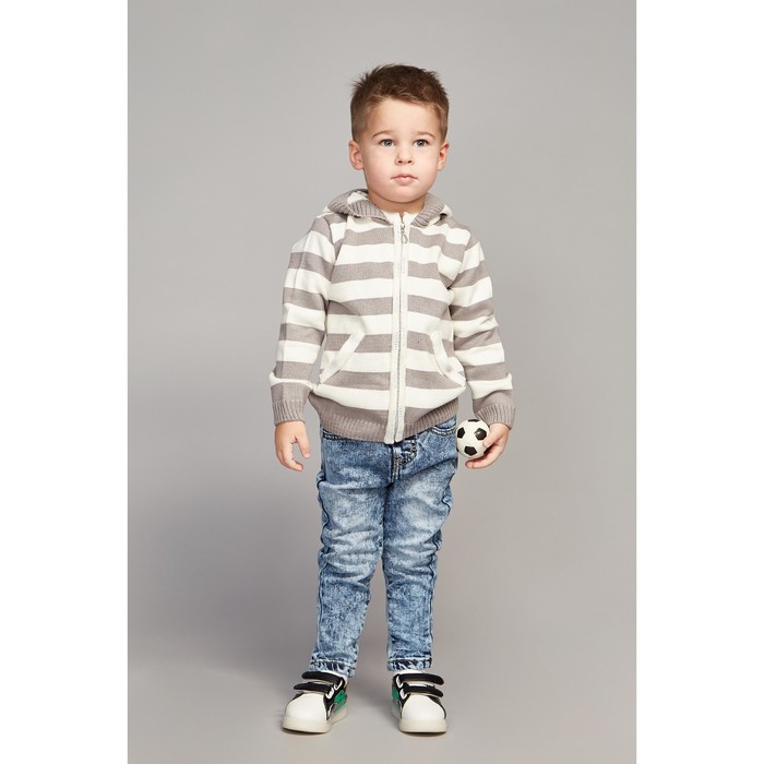 Джемпер детский, рост 92 см, цвет серый, принт полоска