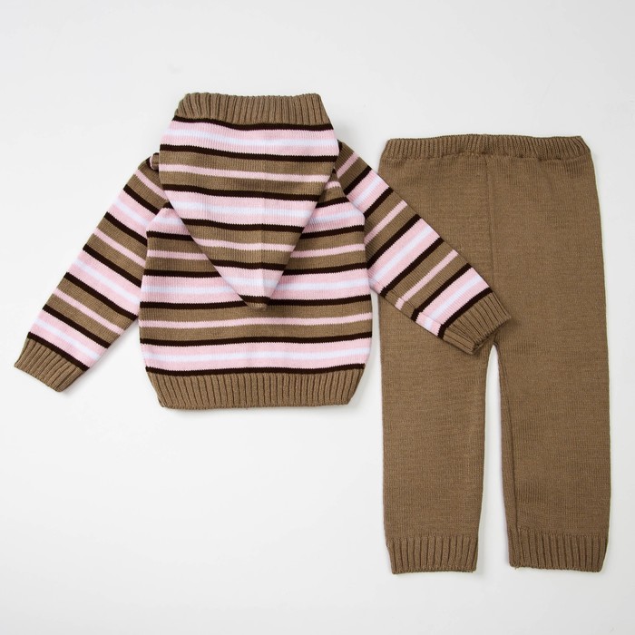 Костюм детский (кофточка+штанишки), рост 86 см, цвет розовый, принт полоска