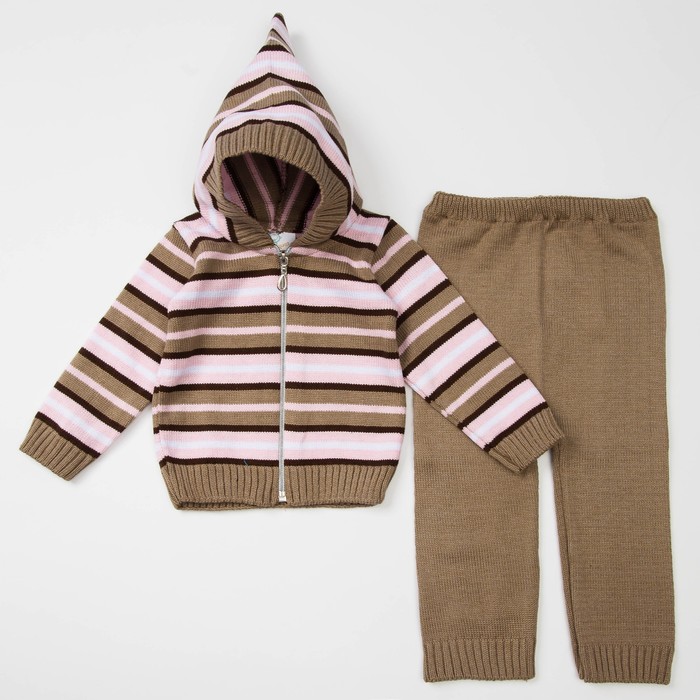 Костюм детский (кофточка+штанишки), рост 92 см, цвет розовый, принт полоска