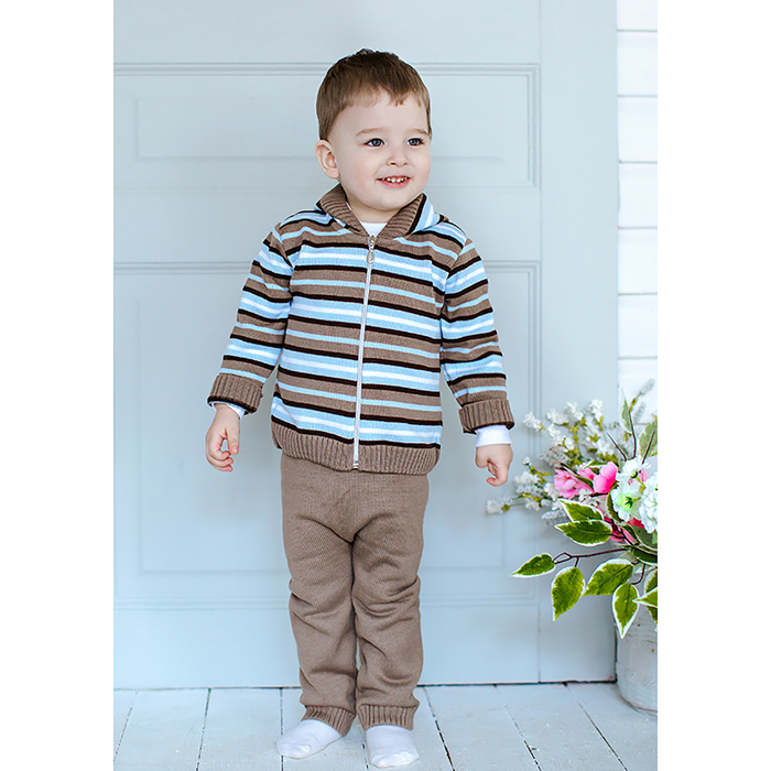 Костюм детский (кофточка+штанишки), рост 80 см, цвет голубой, принт полоска