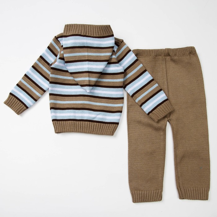 Костюм детский (кофточка+штанишки), рост 80 см, цвет голубой, принт полоска