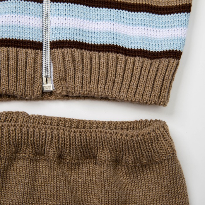 Костюм детский (кофточка+штанишки), рост 80 см, цвет голубой, принт полоска