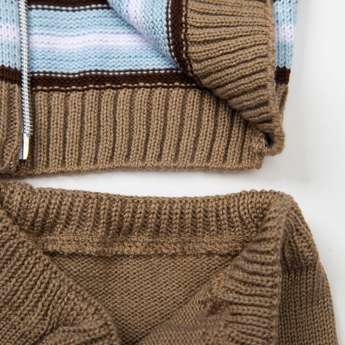 Костюм детский (кофточка+штанишки), рост 80 см, цвет голубой, принт полоска