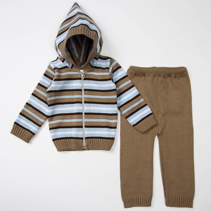 Костюм детский (кофточка+штанишки), рост 86 см, цвет голубой, принт полоска