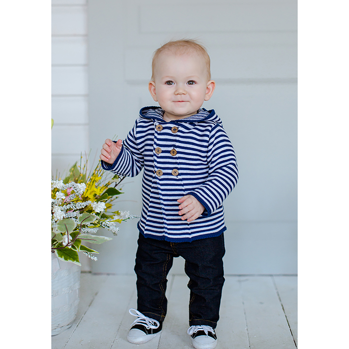 Джемпер детский на пуговицах, рост 92 см, цвет синий, принт полоска