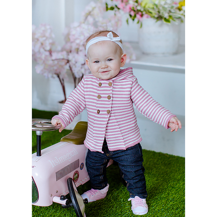 Джемпер детский на пуговицах, рост 80 см, цвет розовый, принт полоска