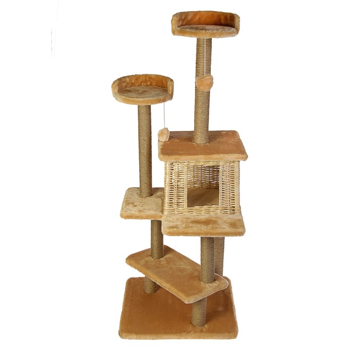 Комплекс "Лестница" для кошек, лоза/джут, 56 х 52 х 140 см, микс