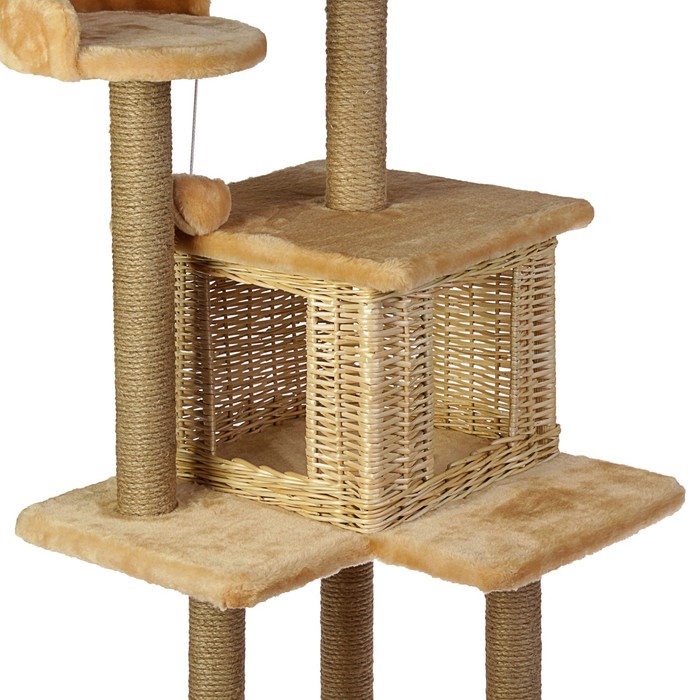 Комплекс "Лестница" для кошек, лоза/джут, 56 х 52 х 140 см, микс