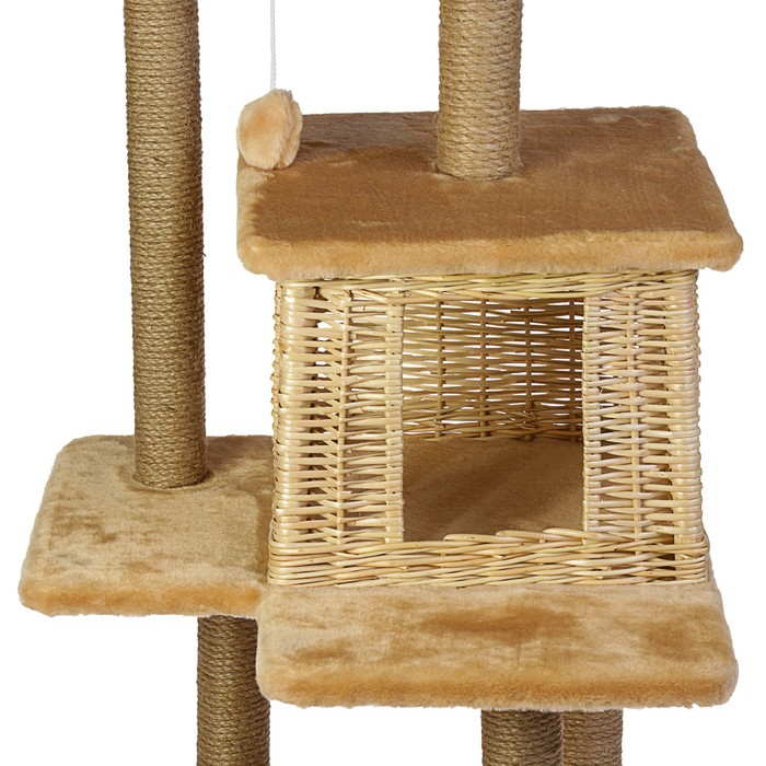 Комплекс "Лестница" для кошек, лоза/джут, 56 х 52 х 140 см, микс