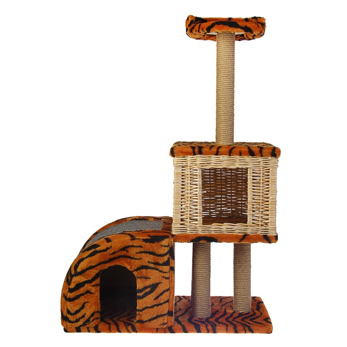 Домик-когтеточка "Двухуровневый", лоза/джут, 72 х 37 х 110 см, микс цветов