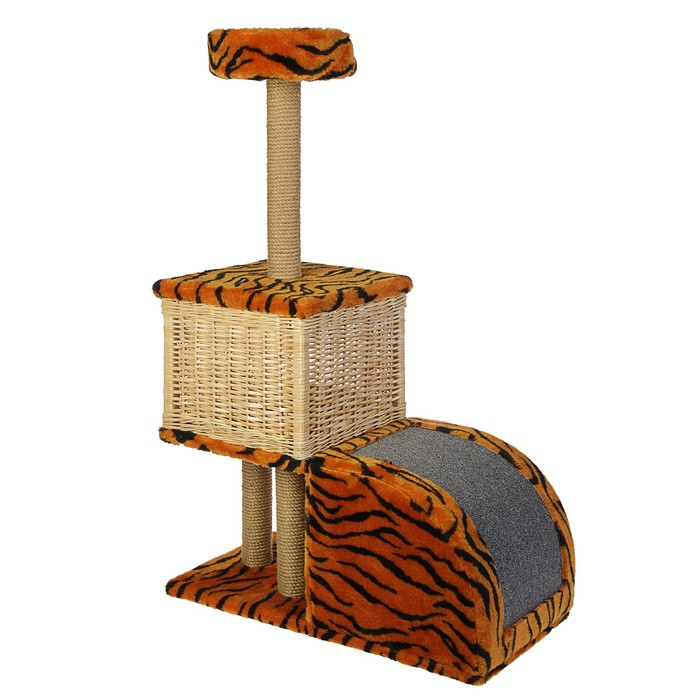 Домик-когтеточка "Двухуровневый", лоза/джут, 72 х 37 х 110 см, микс цветов