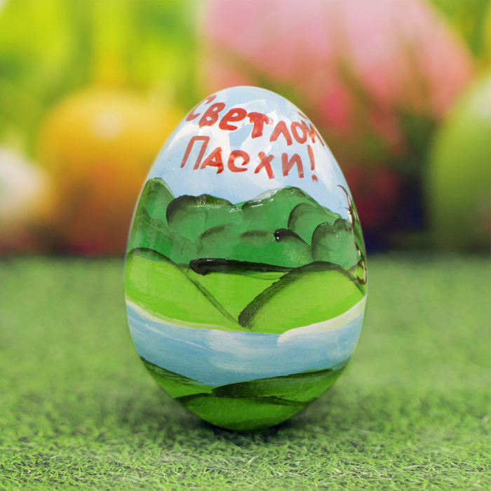 Яйцо расписное "Девочка с куличом" 7 см