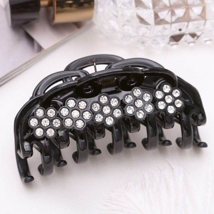 Краб для волос "Камила" 6 см цветы стразы