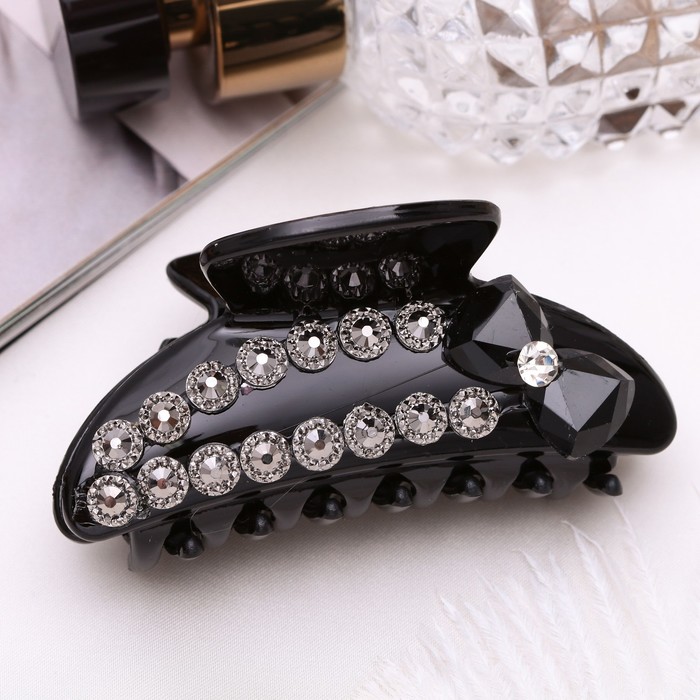 Краб для волос "Каприз" 6,5 см декор бантик чёрный