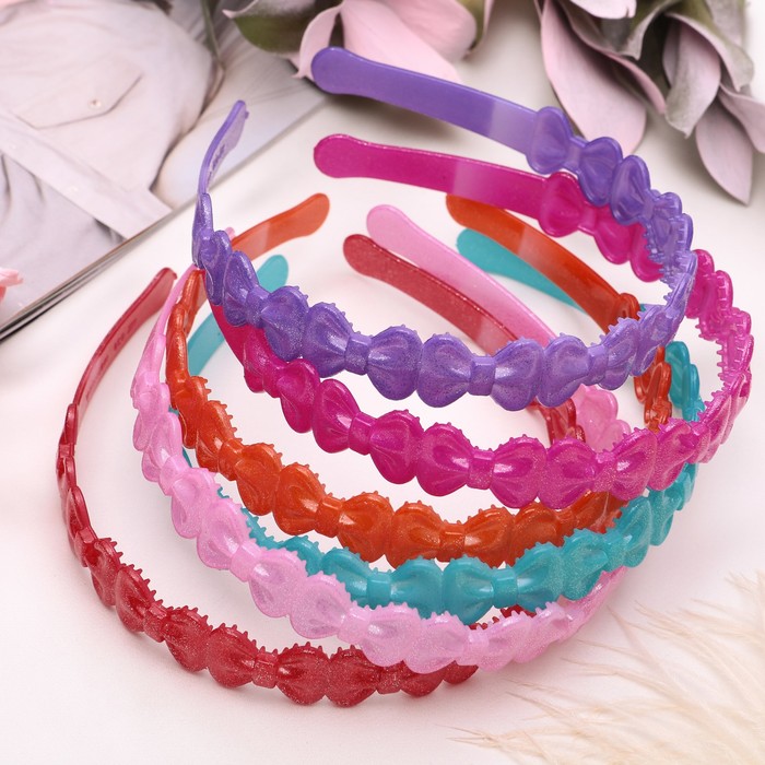 Ободок для волос "Лика" 1,7 см бантики, микс