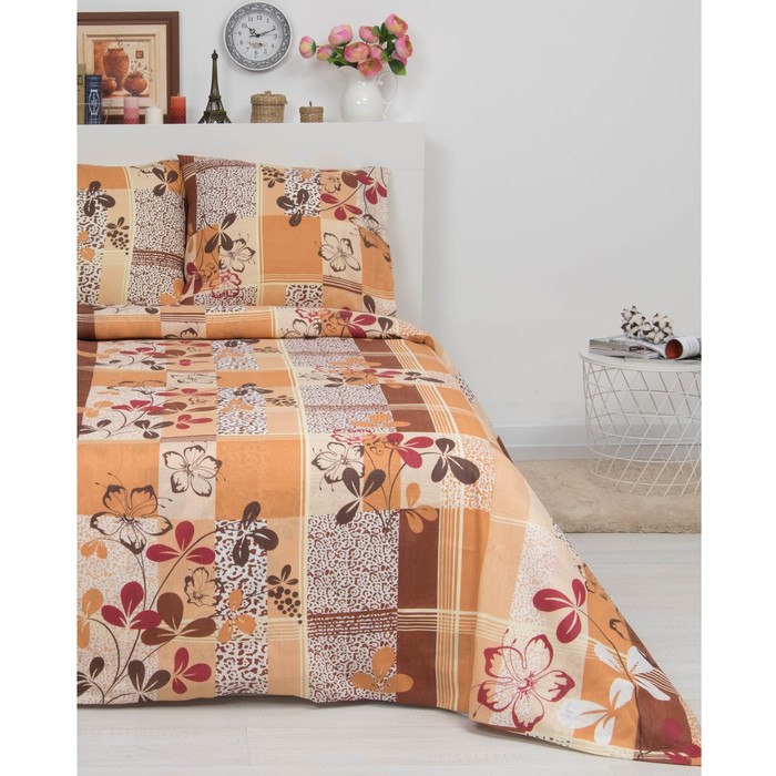 Постельное бельё 2 сп. рис. Листики фактура беж 175х210 см, 180х210 см, 70х70 см 2шт бязь 100г/м хл100%
