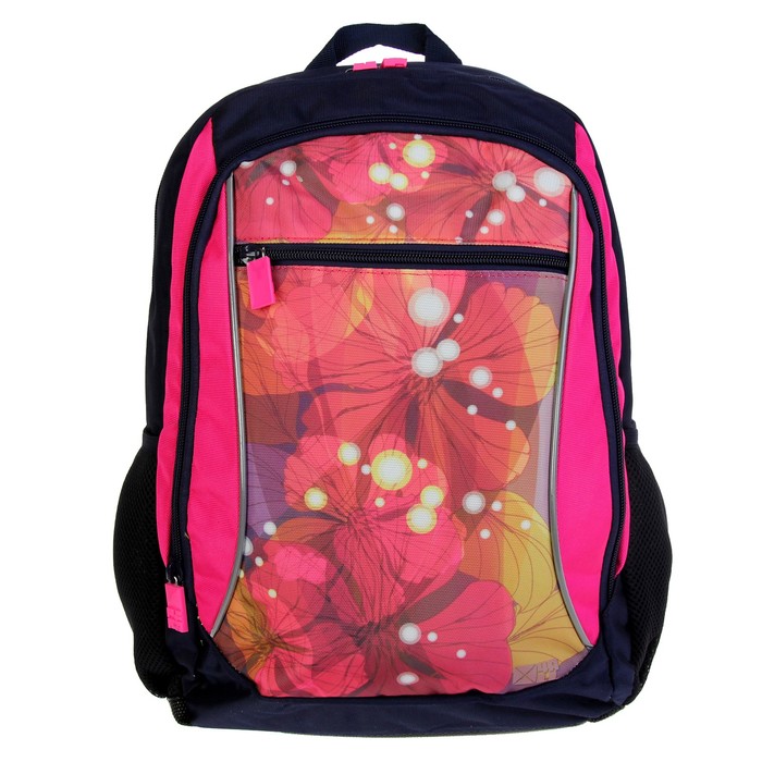 Рюкзак школьный эргоном.спинка 4ALL дев 41*28*16 "Вальс цветов" синий/розовый RU 72-02