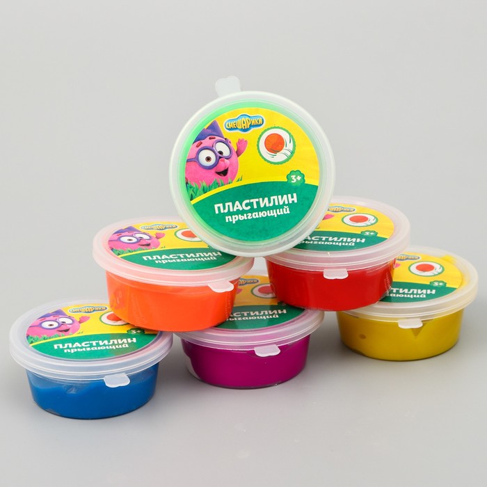 Масса для лепки Смешарики 50 гр, прыгающая, цвет микс