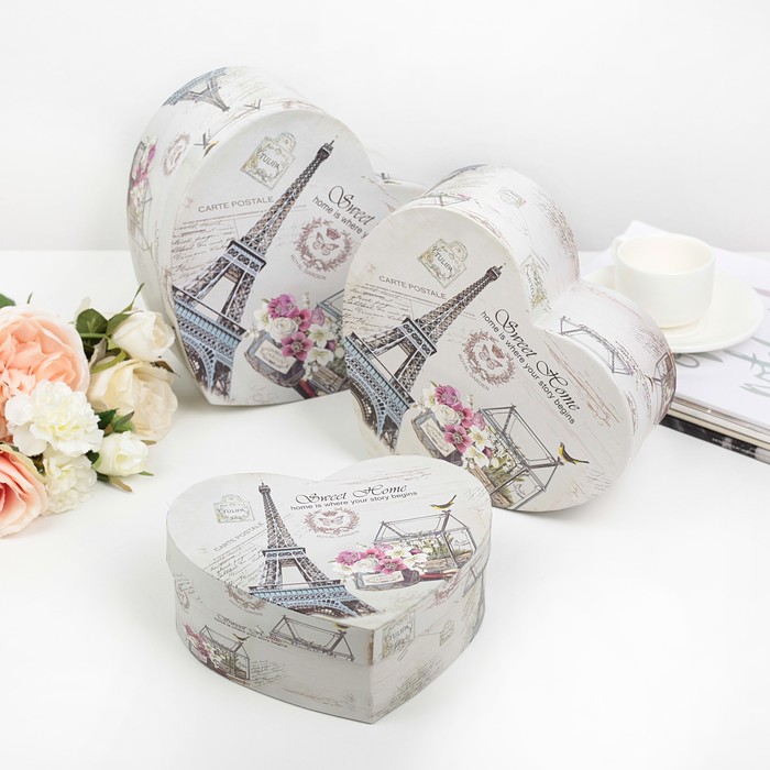 Набор коробок 3в1 "Сердце Парижа", 24 х 21 х 10 - 19 х 16,5 х 7 см