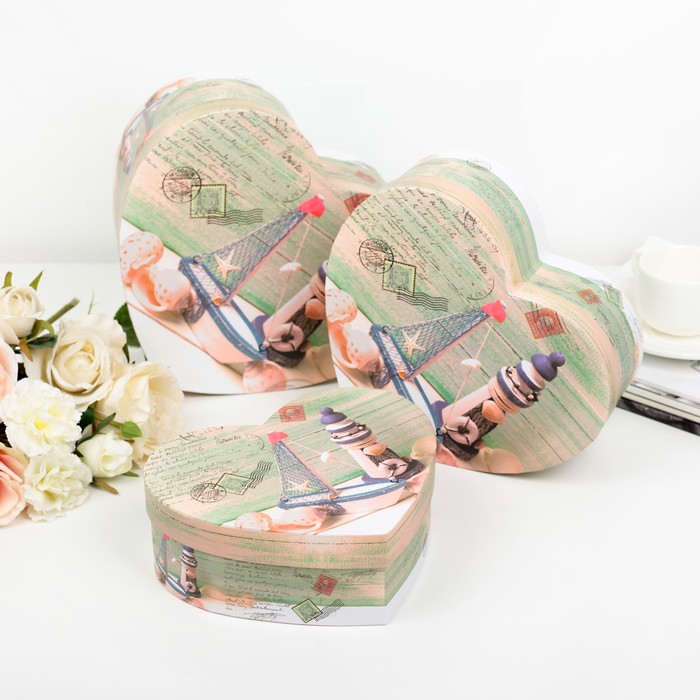 Набор коробок 3в1 "Морской бриз", 24 х 21 х 10 - 19 х 16,5 х 7 см