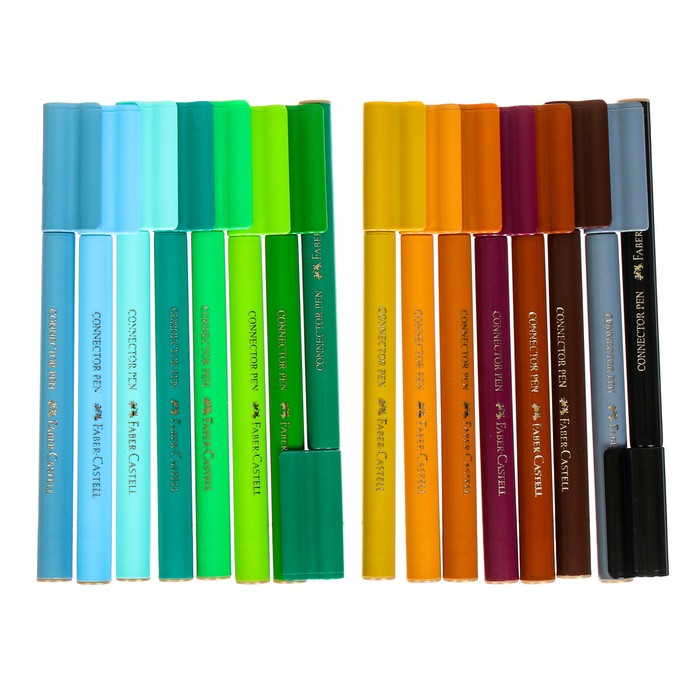 Фломастеры 33цв Faber-Castell Connector "Машина" + 10клипов д/соединения, подар.к.