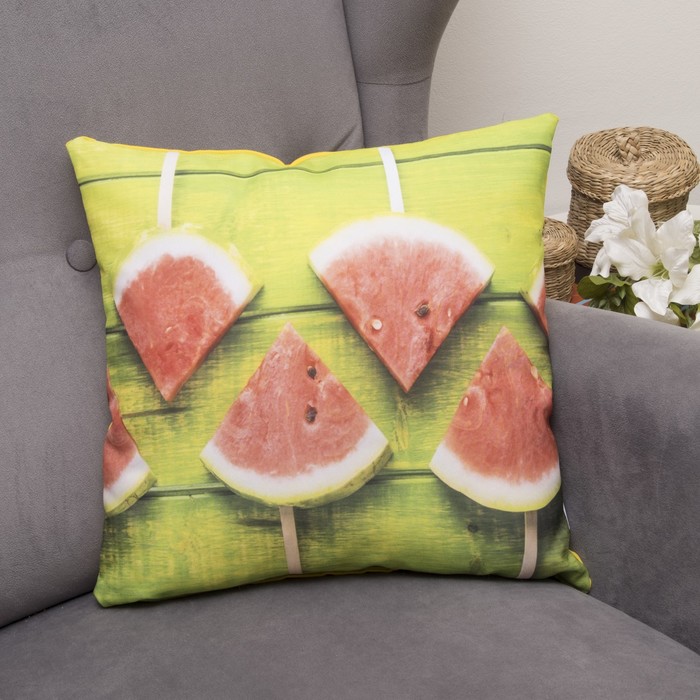 Подушка декоративная Летнее настроение, 40х40см, габардин, синтетич. волокно, 160 гр/м