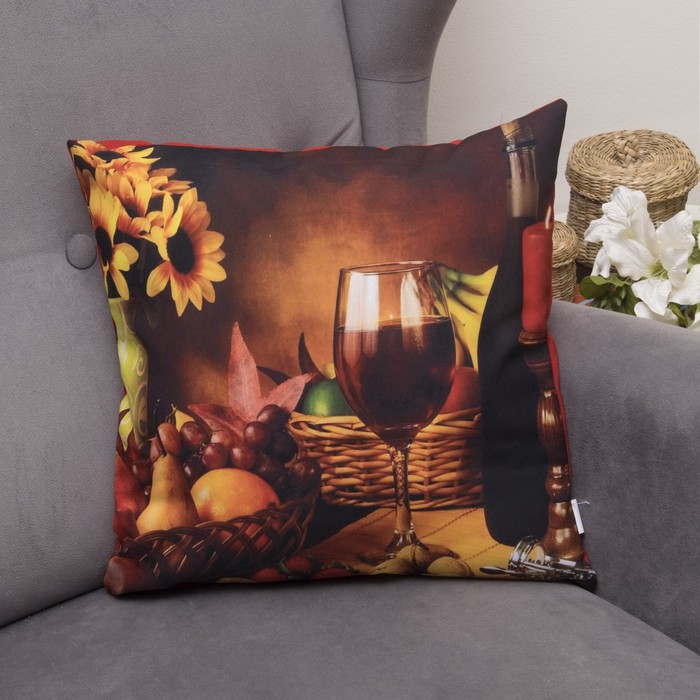 Подушка декоративная Ужин на двоих, 40х40см, габардин, синтетич. волокно, 160 гр/м