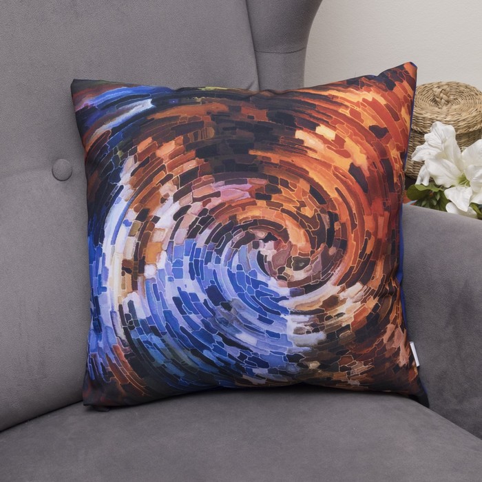 Подушка декоративная Беконечный поток, 40х40см, габардин, синтетич. волокно, 160 гр/м