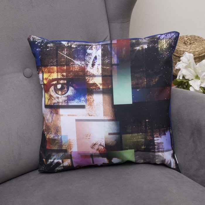 Подушка декоративная Витражи, 40х40см, габардин, синтетич. волокно, 160 гр/м