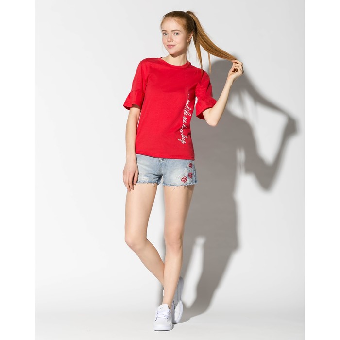 Футболка женская "SEA" 2051 цвет красный, р-р 52