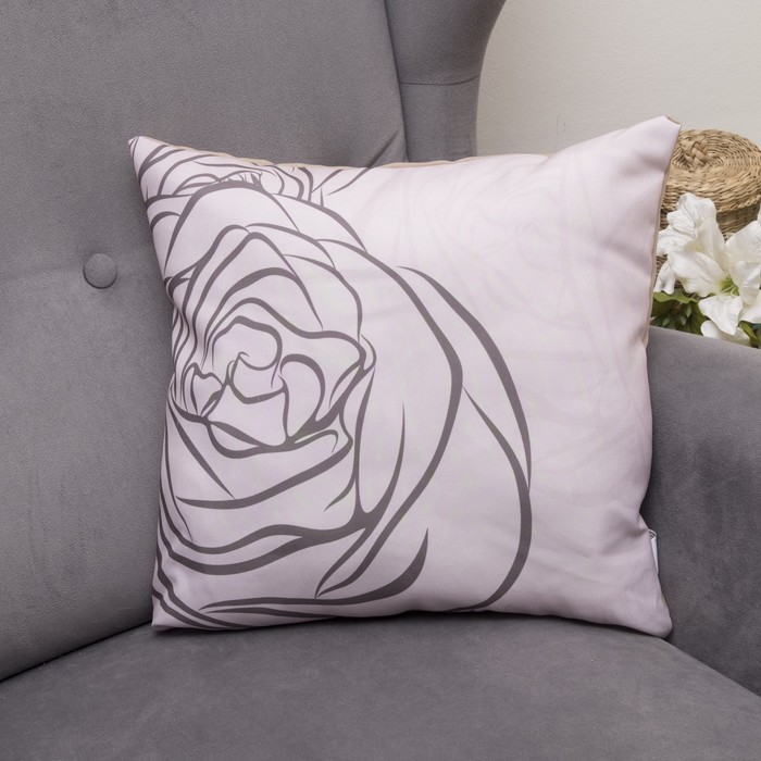 Подушка декоративная Светлые штрихи, 40х40см, габардин, синтетич. волокно, 160 гр/м