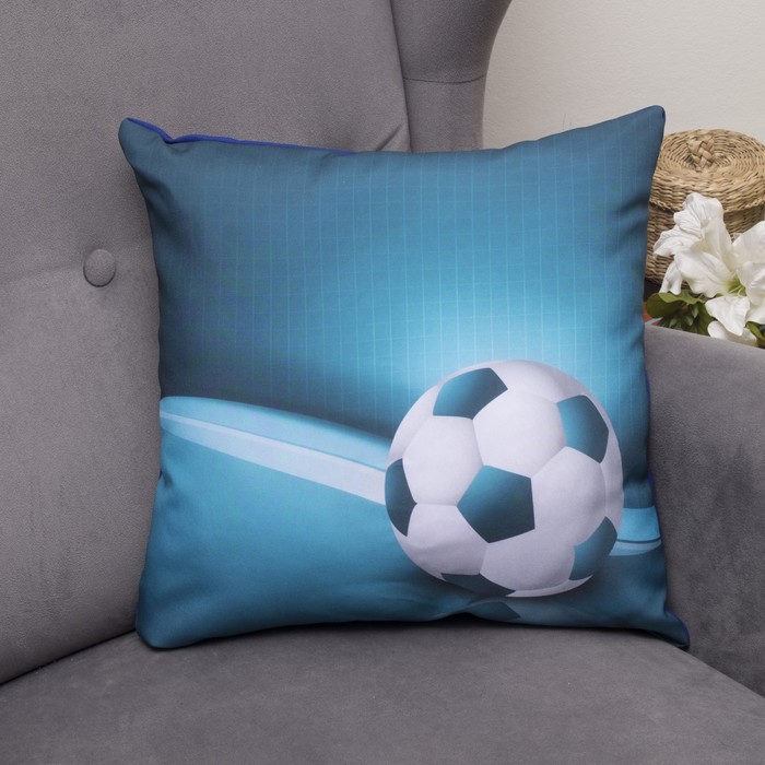 Подушка декоративная Футбол 1, 40х40см, габардин, синтетич. волокно, 160 гр/м