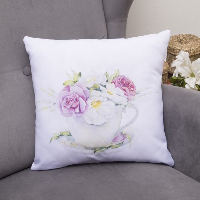 Подушка декоративная Изящество 03, 40х40см, габардин, синтетич. волокно, 160 гр/м