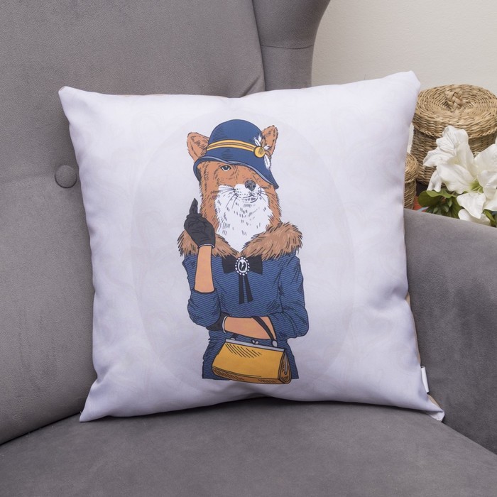 Подушка декоративная Красотка 08, 40х40см, габардин, синтетич. волокно, 160 гр/м