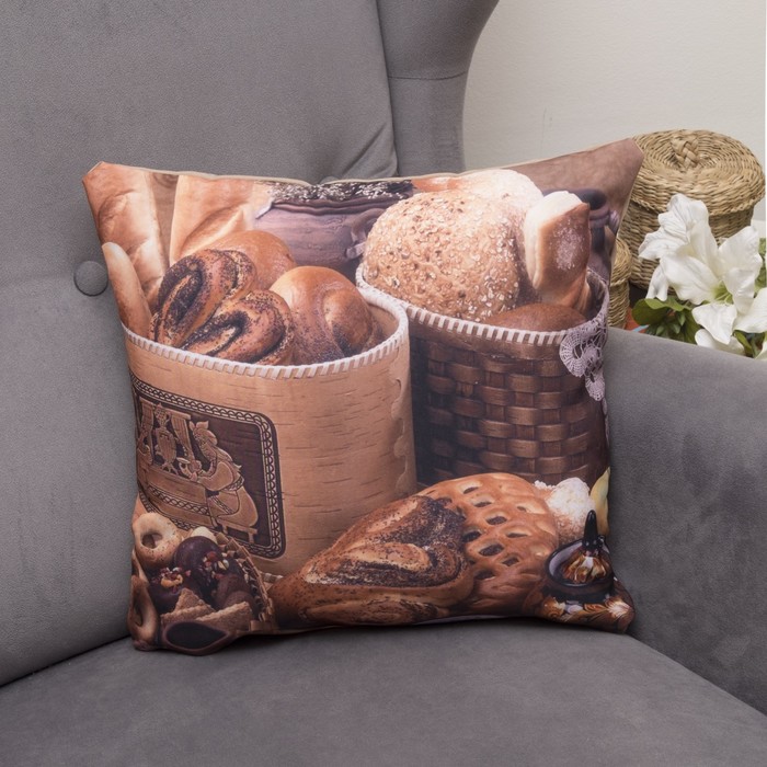 Подушка декоративная Добро 03, 40х40см, габардин, синтетич. волокно, 160 гр/м