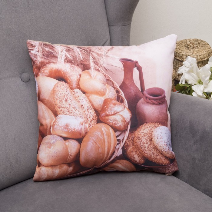 Подушка декоративная Добро 05, 40х40см, габардин, синтетич. волокно, 160 гр/м