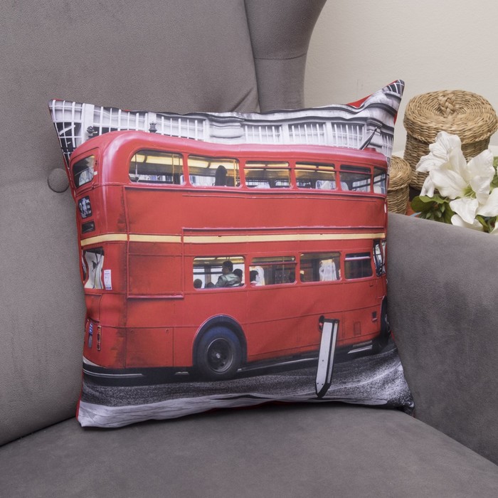 Подушка декоративная Англия 09, 40х40см, габардин, синтетич. волокно, 160 гр/м