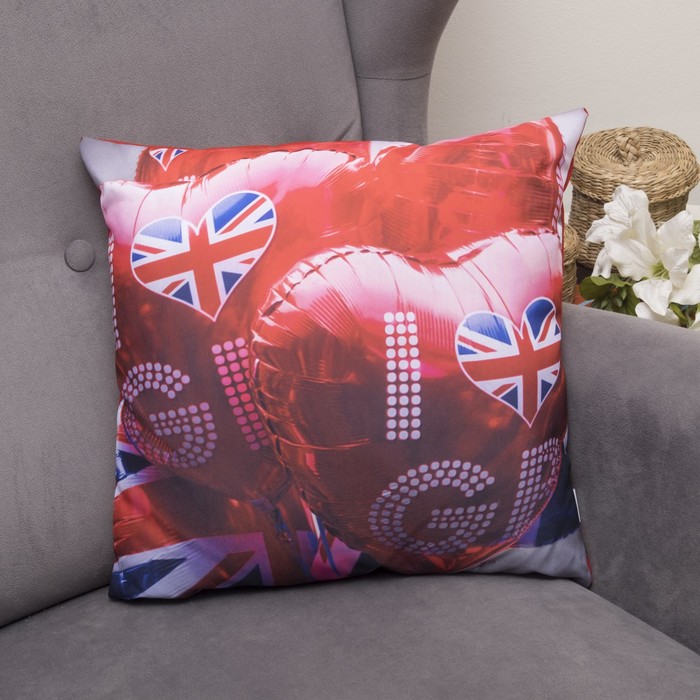 Подушка декоративная Англия 11, 40х40см, габардин, синтетич. волокно, 160 гр/м