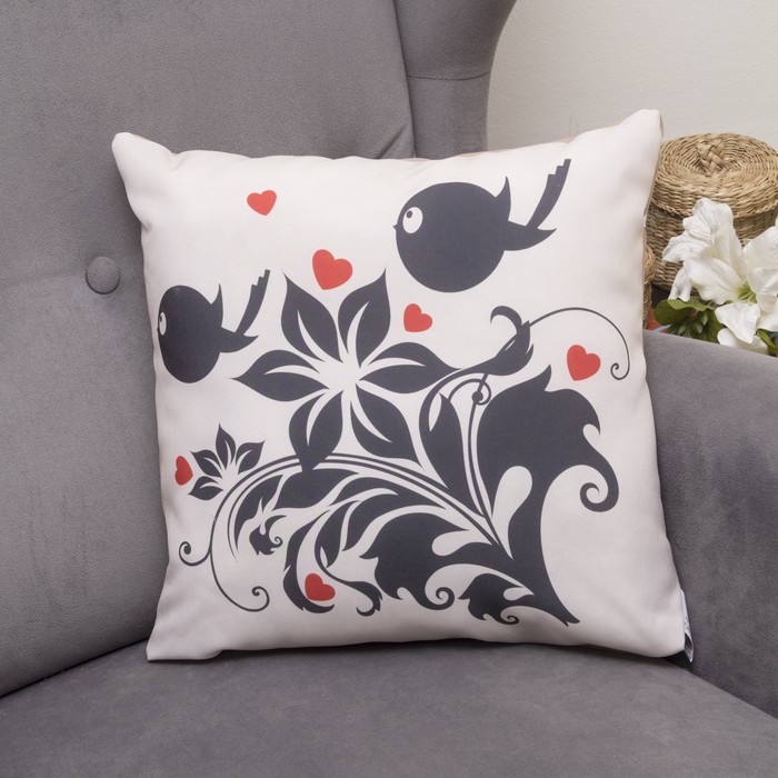 Подушка декоративная Завитки 04, 40х40см, габардин, синтетич. волокно, 160 гр/м