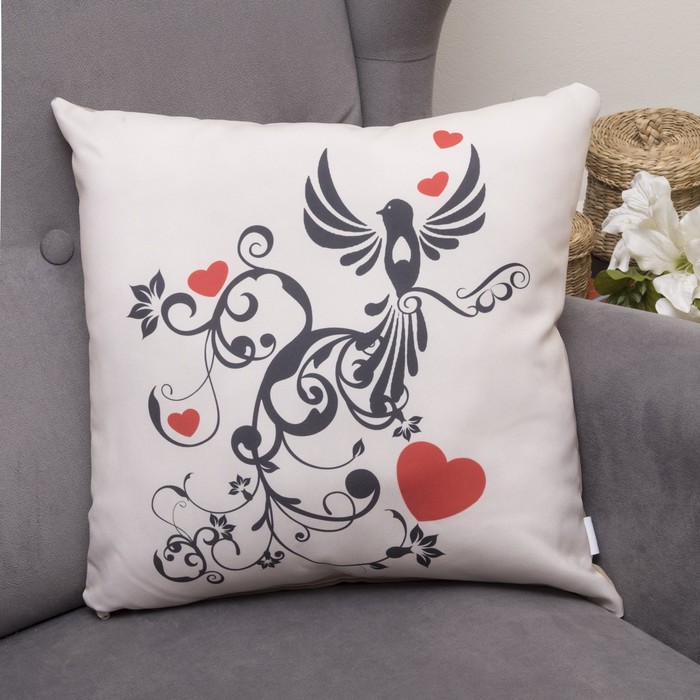 Подушка декоративная Завитки 05, 40х40см, габардин, синтетич. волокно, 160 гр/м