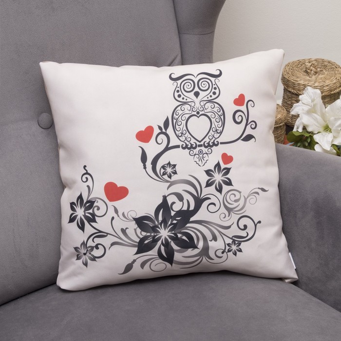 Подушка декоративная Завитки 06, 40х40см, габардин, синтетич. волокно, 160 гр/м