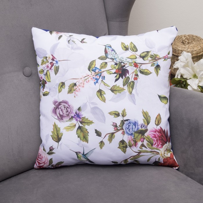 Подушка декоративная Колибри, 40х40см, габардин, синтетич. волокно, 160 гр/м