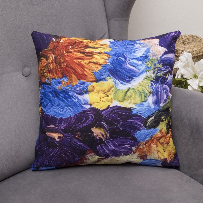 Подушка декоративная Всплеск, 40х40см, габардин, синтетич. волокно, 160 гр/м