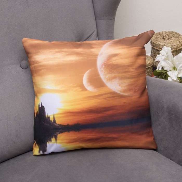 Подушка декоративная Другая сторона, 40х40см, габардин, синтетич. волокно, 160 гр/м