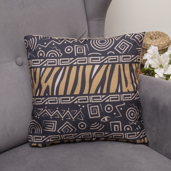 Подушка декоративная Африка, 40х40см, габардин, синтетич. волокно, 160 гр/м