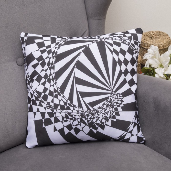 Подушка декоративная Лабиринт, 40х40см, габардин, синтетич. волокно, 160 гр/м