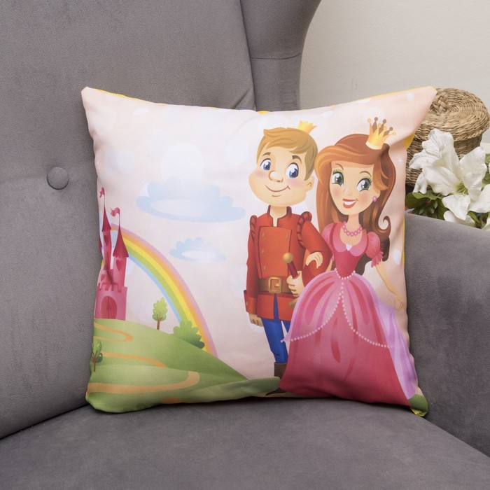 Подушка декоративная Принц и принцесса, 40х40см, габардин, синтетич. волокно, 160 гр/м