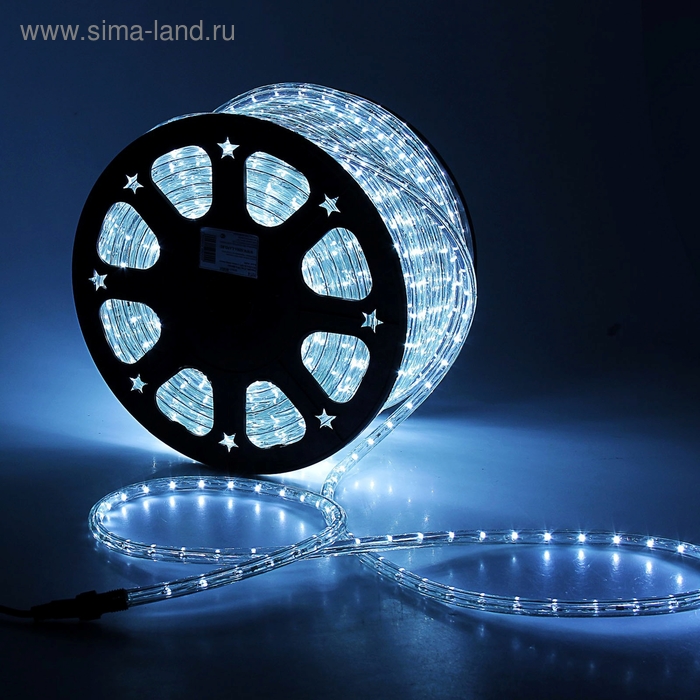 фото Led шнур 13 мм, круглый, 100 м, фиксинг, 2w-led/м-36-220v. набор д/подкл, белый luazon lighting