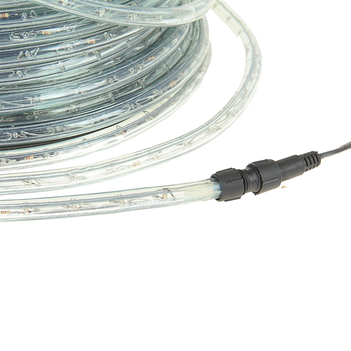 LED шнур 13 мм, круглый, 100 м, фиксинг, 2W-LED/м-36-220V. набор д/подкл, БЕЛЫЙ